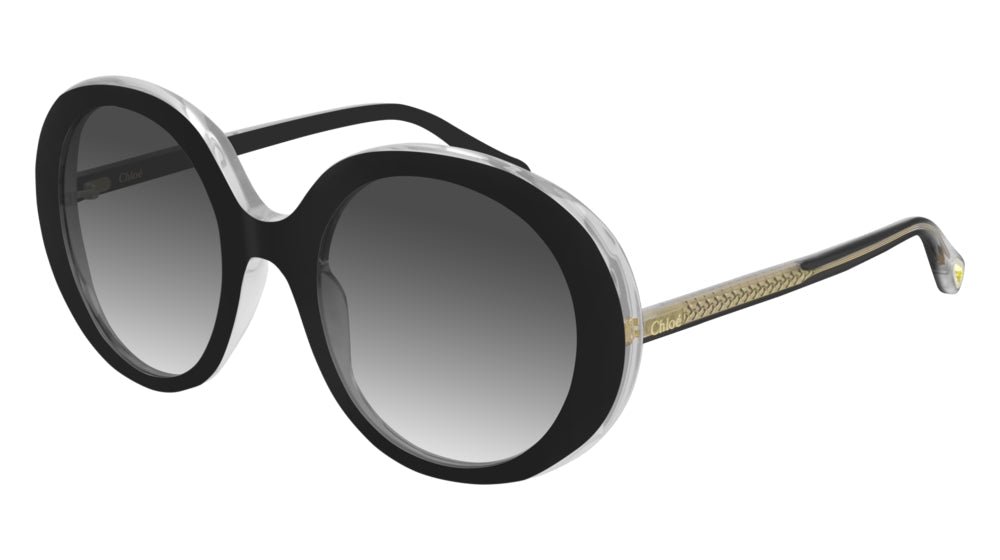 Chloe Round Acetate in Black & Transparent