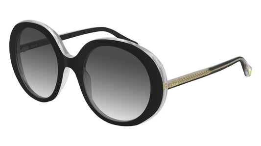 Chloe Round Acetate in Black & Transparent
